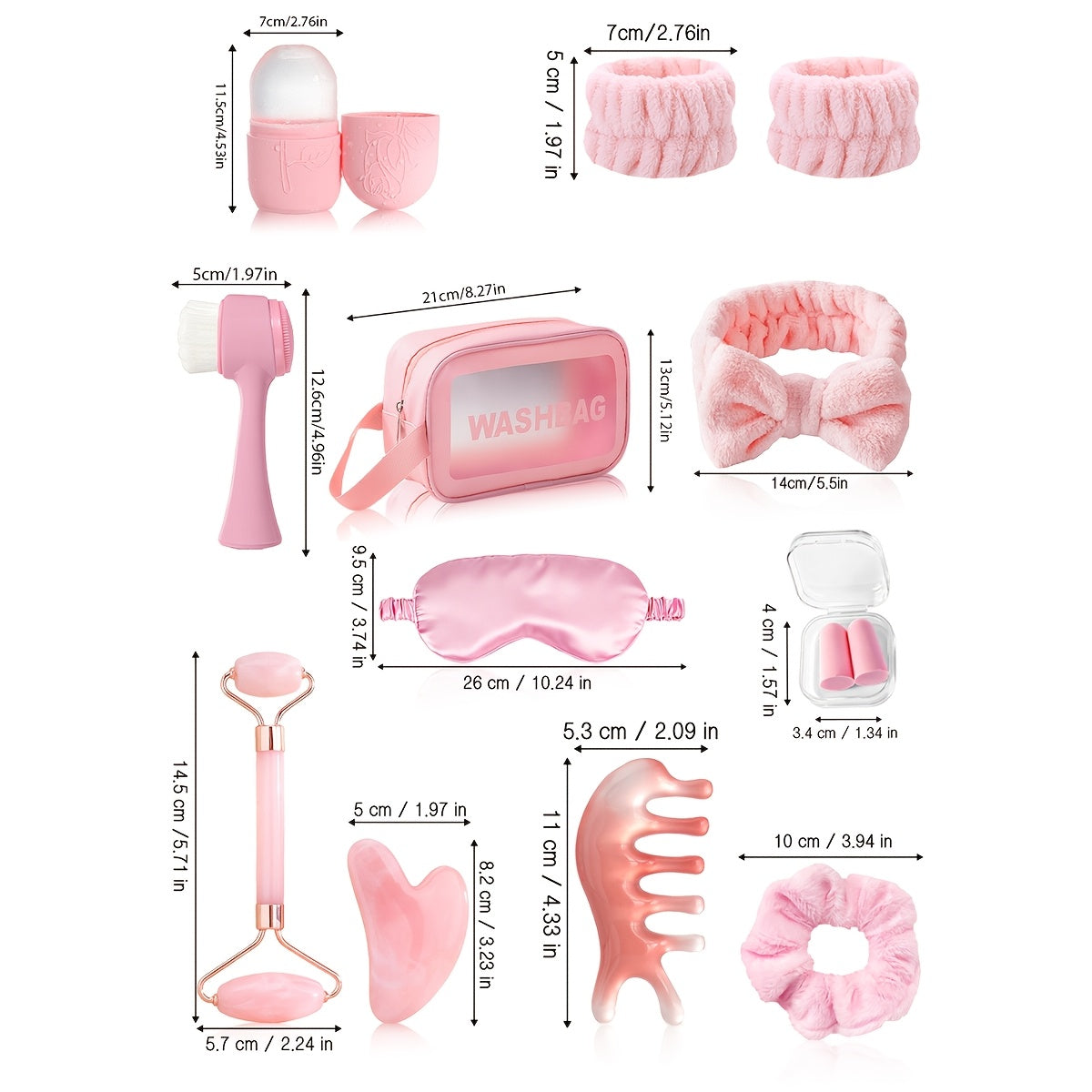 3pcs/5pcs/8pcs/14pcs Facial Beauty Massage and Care Tool Set: Face Gua Sha Scraper, Massage Roller, Ice Tool, Facial Cleansing Brush, Head Massage Comb, Face Washing Hair Tie, Wrist Strap, Sleep Mask, Hair Bonnet, Hair Ties,