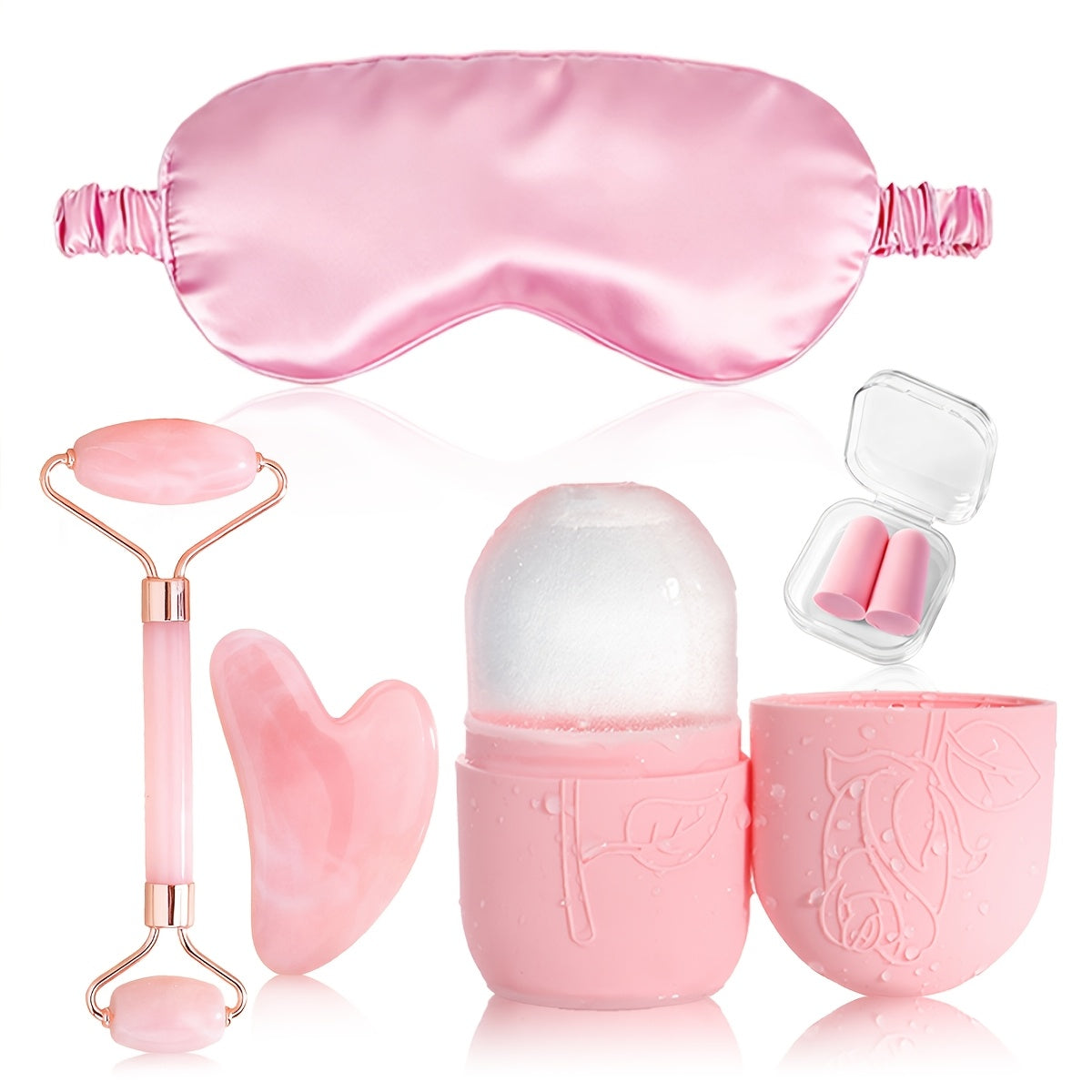 3pcs/5pcs/8pcs/14pcs Facial Beauty Massage and Care Tool Set: Face Gua Sha Scraper, Massage Roller, Ice Tool, Facial Cleansing Brush, Head Massage Comb, Face Washing Hair Tie, Wrist Strap, Sleep Mask, Hair Bonnet, Hair Ties,